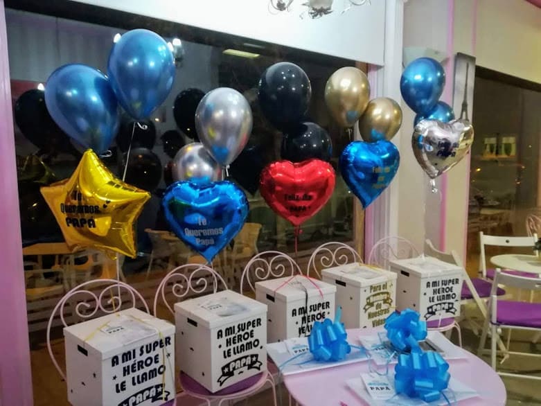 Cajas globos personalizadas cumpleaños papa