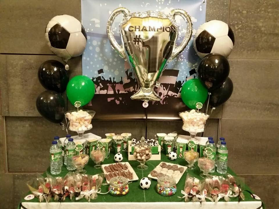 decoración personalizada cumpleaños fútbol balón campeón